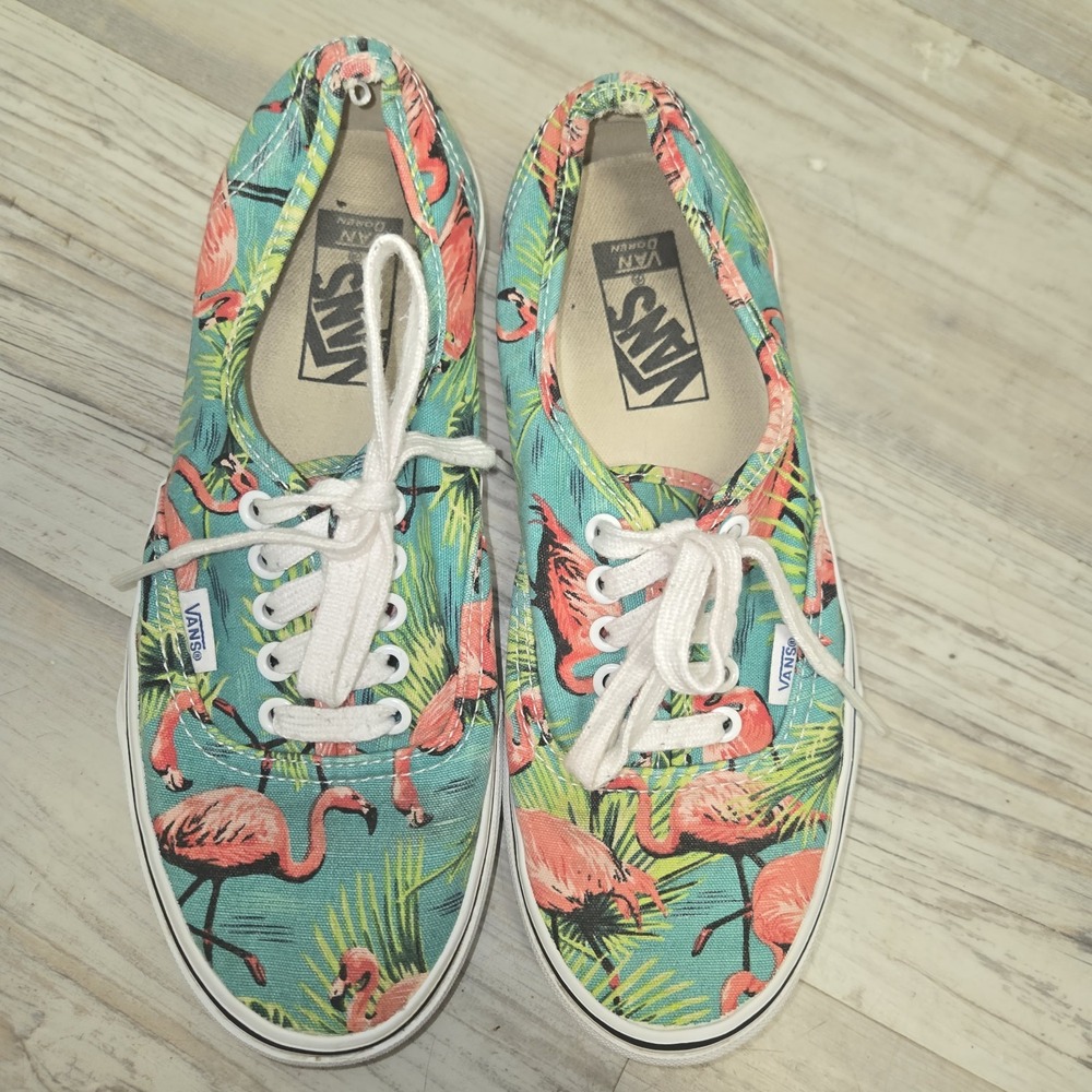 Vans Authentic Flamingo Print Canvas Sneakers Lac… - image 1